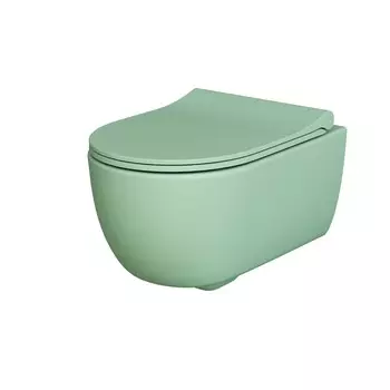 Подвесной унитаз Ambassador Abner 103T21001R-102T21001S безободковый, с сиденьем микролифт, мятный матовый