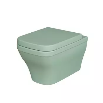 Подвесной унитаз Ambassador Benefit 203T21001R-202T21001 безободковый, с сиденьем микролифт, мятный матовый