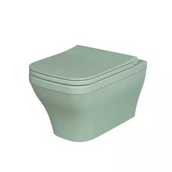 Подвесной унитаз Ambassador Benefit 203T21001R-202T21001S безободковый, с сиденьем микролифт, мятный матовый