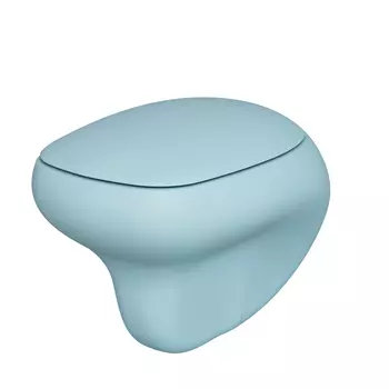 Подвесной унитаз Ambassador Diamond 123T20801R-122T20801 безободковый, с сиденьем микролифт, голубой матовый