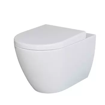 Подвесной унитаз Ambassador Queen 113T20001R-112T20001 безободковый, с сиденьем микролифт, белый глянец