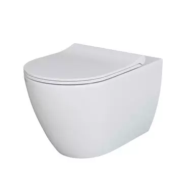 Подвесной унитаз Ambassador Queen 113T20001R-112T20001S безободковый, с сиденьем микролифт, белый глянец