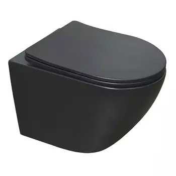 Подвесной унитаз Azario Gloria AZ-2003MB безободковый, с крышкой микролифт, черный матовый