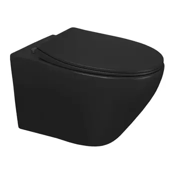 Подвесной унитаз Azario Keras AZ-99046B безободковый, с крышкой микролифт, черный