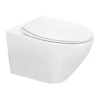 Подвесной унитаз Azario Keras AZ-99046W безободковый, с крышкой микролифт, белый глянцевый