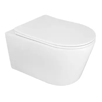 Подвесной унитаз Azario Ollin AZ-0513R безободковый, с крышкой микролифт и смывом торнадо, белый