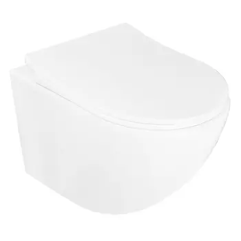 Подвесной унитаз Azario Pro CS-1049SB безободковый, с крышкой микролифт, белый