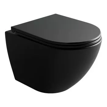 Унитаз подвесной Ceramica Nova Metropol CN4002TMB безободковый, с крышкой микролифт, черный матовый