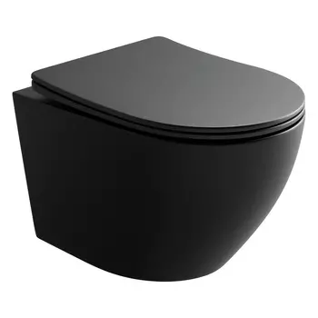 Унитаз подвесной Ceramica Nova Uno CN11001MB безободковый, с крышкой микролифт, черный матовый