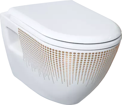 Подвесной унитаз Creavit TP325.000T0 с функцией биде декор золото/круги