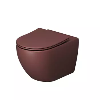 Подвесной унитаз Grossman Color GR-4411VIMS безободковый, с сиденьем микролифт, бордовый матовый
