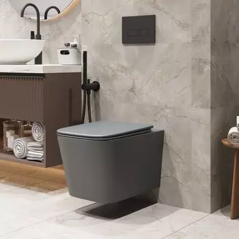 Подвесной унитаз Grossman Торнадо GR-4404GMSQ безободковый, с сиденьем микролифт, серый матовый