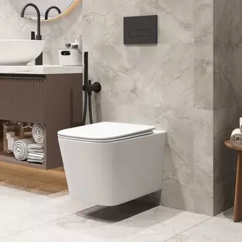 Подвесной унитаз Grossman Торнадо GR-4404MSQ безободковый, с сиденьем микролифт, белый матовый