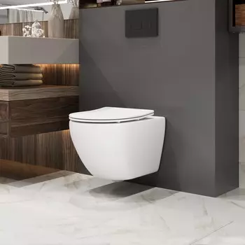 Подвесной унитаз Grossman Торнадо GR-4457MSQ безободковый, с сиденьем микролифт, белый матовый