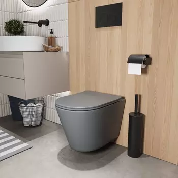 Подвесной унитаз Grossman Торнадо GR-4477GMSQ безободковый, с сиденьем микролифт, серый матовый