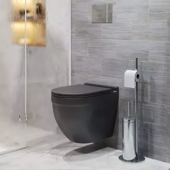 Подвесной унитаз Grossman Торнадо GR-4483BMSQ безободковый, с сиденьем микролифт,черный матовый