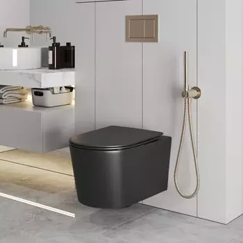 Подвесной унитаз Grossman Торнадо GR-4499BMSQ безободковый, с сиденьем микролифт, черный матовый