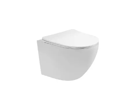 Подвесной унитаз компакт Aquatek Европа AQ1900T-00 безободковый, с крышкой микролифт, белый, со смывом "Торнадо"