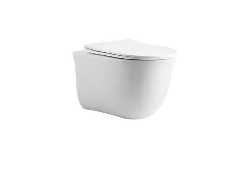 Подвесной унитаз компакт Aquatek Классик AQ1112-00 безободковый, с крышкой микролифт, белый
