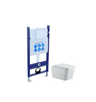 Подвесной унитаз с инсталляцией Aquatek Либра New SET AQUATEK ЛИБРА N-14 безободковый, с крышкой микролифт, белый