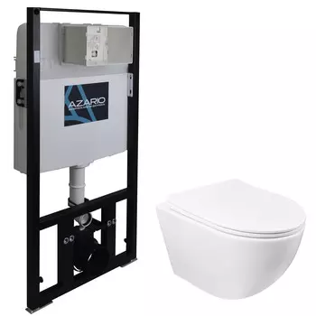 Подвесной унитаз с инсталляцией Azario Gloria AZ-8010-1000+AZ-2003 безободковый, с крышкой микролифт, белый
