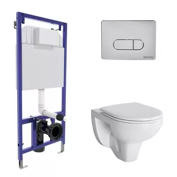 Подвесной унитаз с инсталляцией Berges 4в1 (инсталляция Novum525+унитаз Gamma+кнопка D3+сиденье Gamma микролифт, быстросъемное)