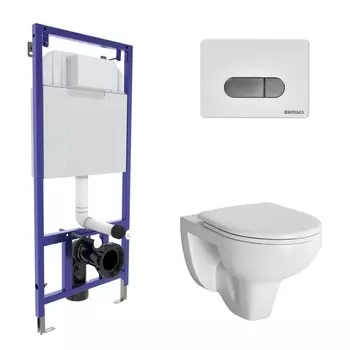 Подвесной унитаз с инсталляцией Berges 4в1 (инсталляция Novum525+унитаз Gamma+кнопка D7+сиденье Gamma микролифт, быстросъемное)