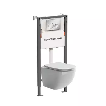 Подвесной унитаз с инсталляцией Ceramica Nova Forma CN3009_121001CH, кнопка хром глянцевый