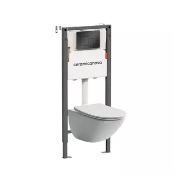 Подвесной унитаз с инсталляцией Ceramica Nova Mono CN1905_121002MB, кнопка черная матовая