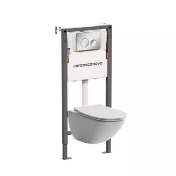 Подвесной унитаз с инсталляцией Ceramica Nova Mono CN1905_121001CH, кнопка хром глянцевый