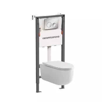 Подвесной унитаз с инсталляцией Ceramica Nova Ulma CN4006_121001CH, кнопка хром глянцевый