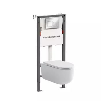 Подвесной унитаз с инсталляцией Ceramica Nova Ulma CN4006_121002CH, кнопка хром глянцевый