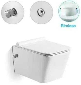 Подвесной унитаз SantiLine SL-5004SM-BD безободковый, с встроенным смесителем и функцией биде, белый