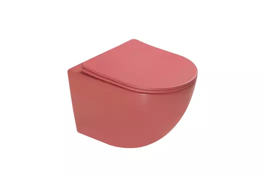 Подвесной унитаз SantiLine SL-5005MR безободковый, с сиденьем микролифт, красный матовый