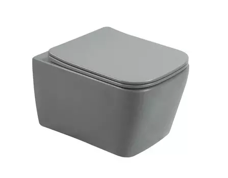 Подвесной унитаз SantiLine SL-5007MG безободковый, с сиденьем микролифт, серый матовый