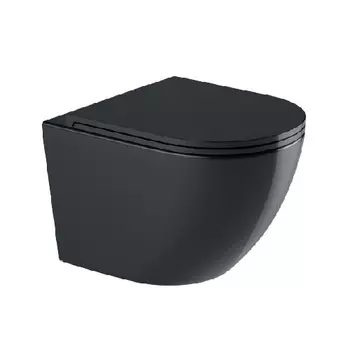 Подвесной унитаз WeltWasser WW MERZBACH 043 GL-BL безободковый, с сиденьем микролифт, черный глянцевый