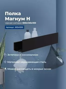 Полка Aquanet Магнум Н 60 см 00341532 черная матовая