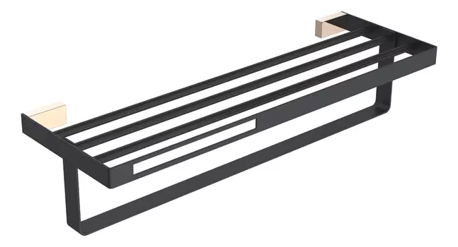 Полка для полотенец Boheme Q 10947-G-B черная, золото