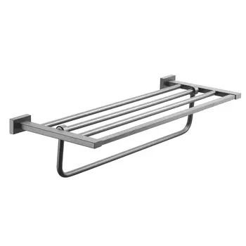 Полка с полотенцедержателем, подвесная Shevanik SG5608T оружейная сталь