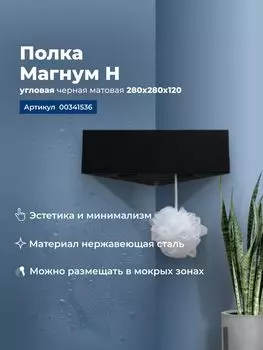 Полка угловая Aquanet Магнум Н 28 см 00341536 черная матовая