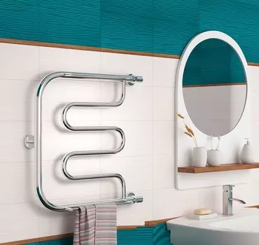 Полотенцесушитель Сунержа Лира 50x50 с защитой от блуждающих токов с 2 полками, хром