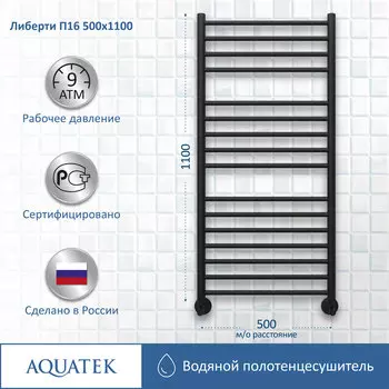 Полотенцесушитель водяной Aquatek Либерти 53x110 AQ RR1610BL черный муар