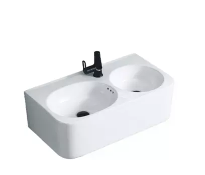 Раковина двойная подвесная Ceruttispa Double BRENTA 75 см СТ9699 белая