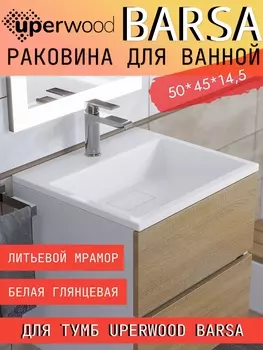 Раковина мебельная Uperwood Barsa 50 см 2901120345 белая глянцевая
