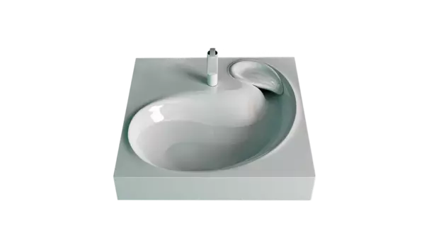 Раковина над стиральной машиной Andrea Buta 60.7 см, белая из литьевого мрамора