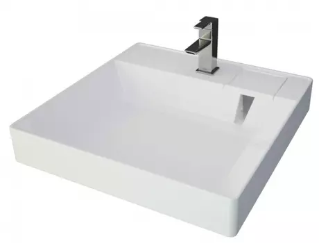 Раковина над стиральной машиной Andrea Cometa 60 см, белая из литьевого мрамора