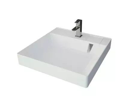 Раковина над стиральной машиной Andrea Cometa 60 см, белая из литьевого мрамора