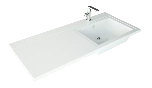 Раковина над стиральной машиной Andrea Cosmos 110 см, белая из литьевого мрамора