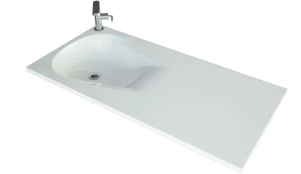 Раковина над стиральной машиной Andrea Greate 99.3 см, белая из литьевого мрамора