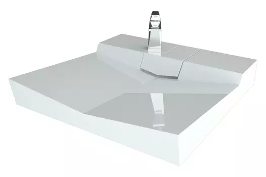 Раковина над стиральной машиной Andrea Onyx 60.3 см, белая из литьевого мрамора